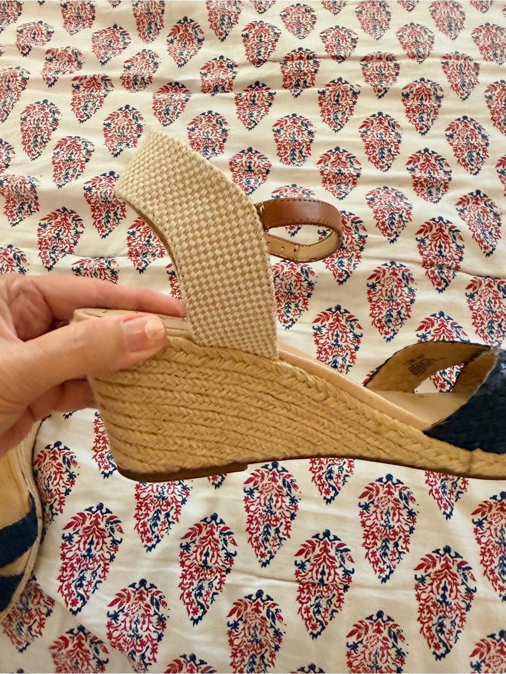 Lucky Brand Women’s Navy Braided Espadrille Wedge Sandals Size 10